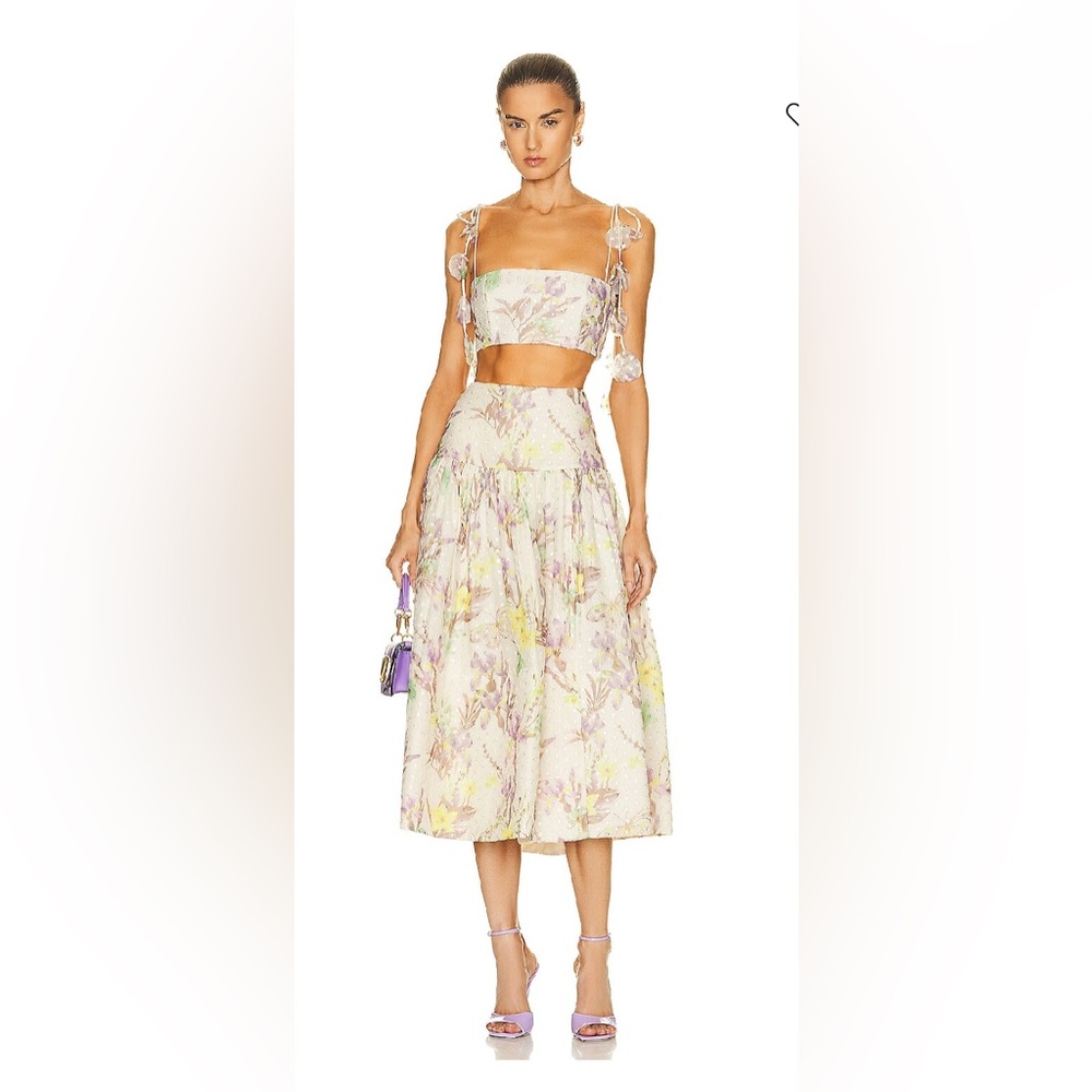 Alexis Phoebe Floral Embroidered Midi Skirt